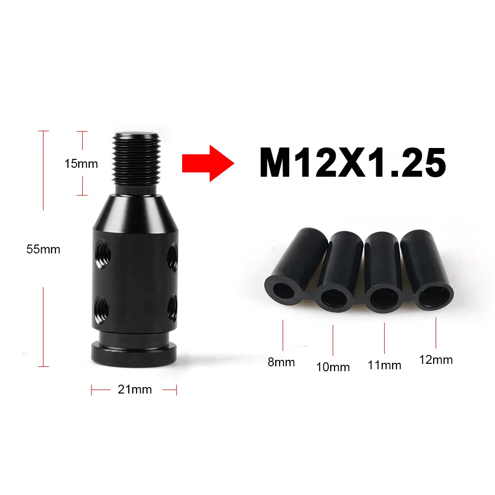 Универсальное автомобильное Руководство переключения передач адаптер для ручки для M10x1.5/M12x1.25 резьбы алюминиевого сплава - Цвет: M12x1.25 BLACK