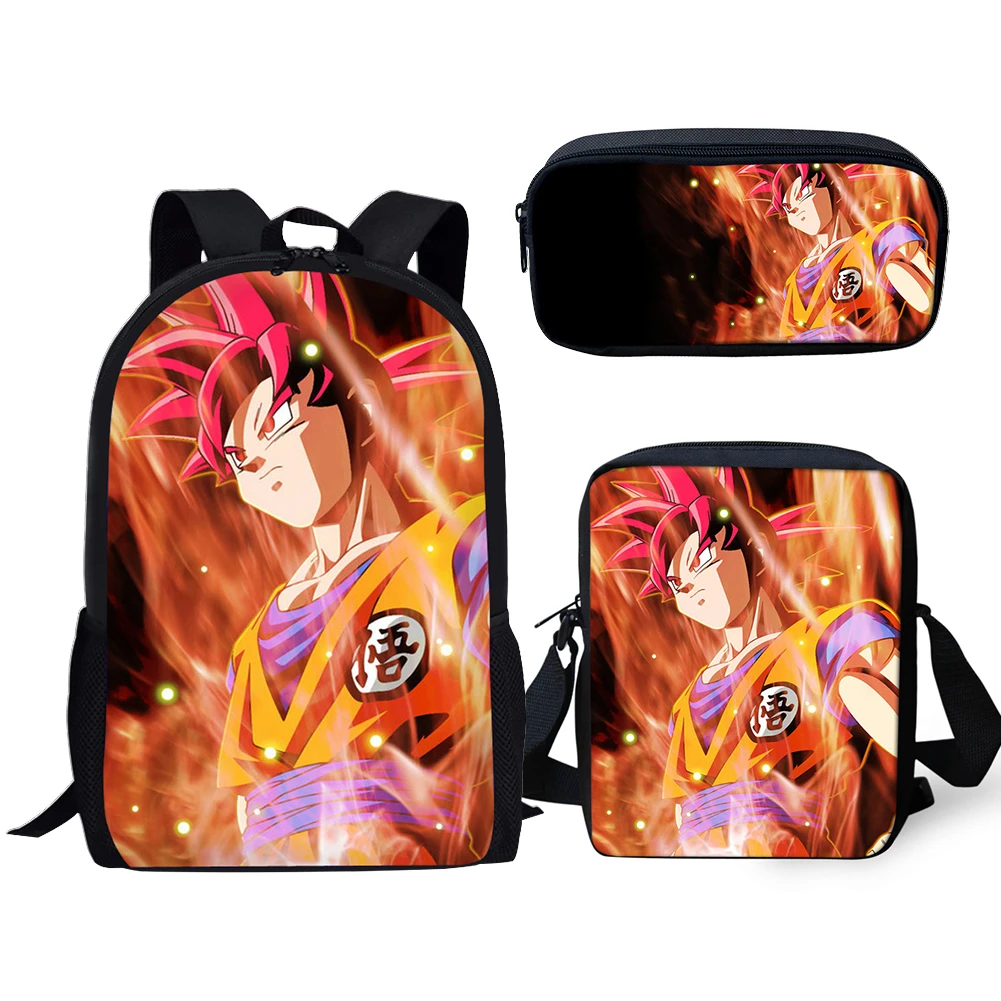 

Fashion 3PCs/Set Students School Backpack Cartoon Dragon Ball/Son Goku/Vegeta Bookbags Sets Teenager Daypack Rucksack