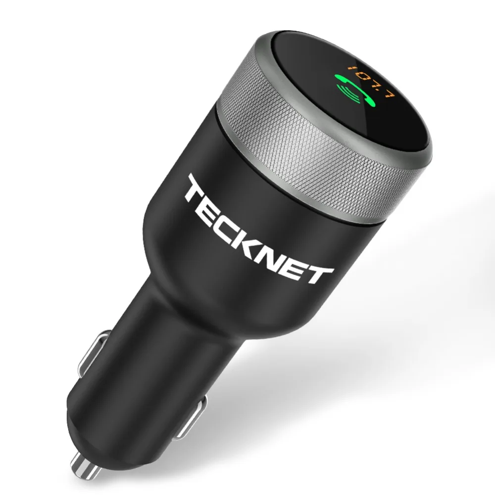 TeckNet 5 V/2.4A 2-Порты и разъёмы зарядных порта USB для автомобиля Зарядное устройство с громкой связи Bluetooth гарнитура для Беспроводной Bluetooth FM передатчик радио во время езды в автомобиле адаптер для iPhone samsung