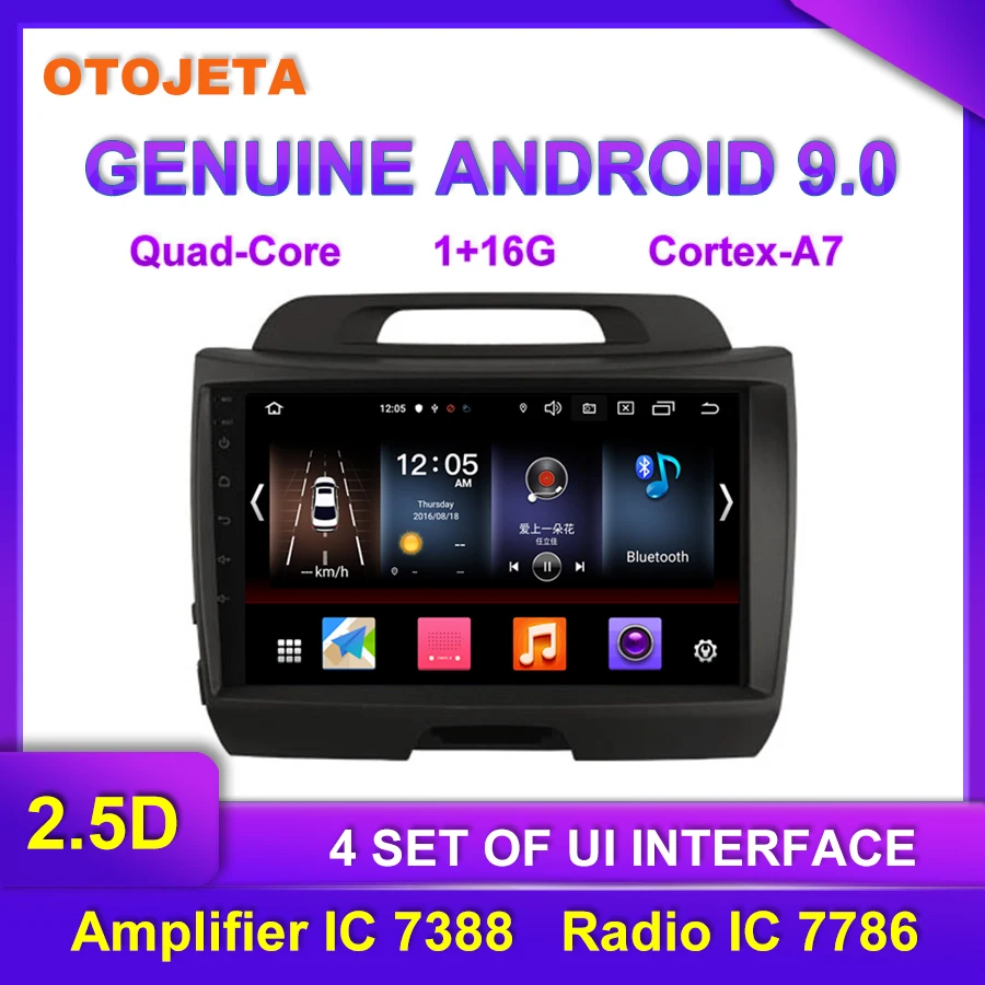 

OTOJETA Android 9.0 Player Smart Car Multimedia Radio For 2010 KIA SPORTAGE R GPS Bluetooth Navigation full touch tape recorder