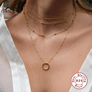 

CANNER Real 925 Sterling Silver Necklace for Women Simple Fashion O Shape Clavicle Chain Choker Necklace Chain Jewelry Collares
