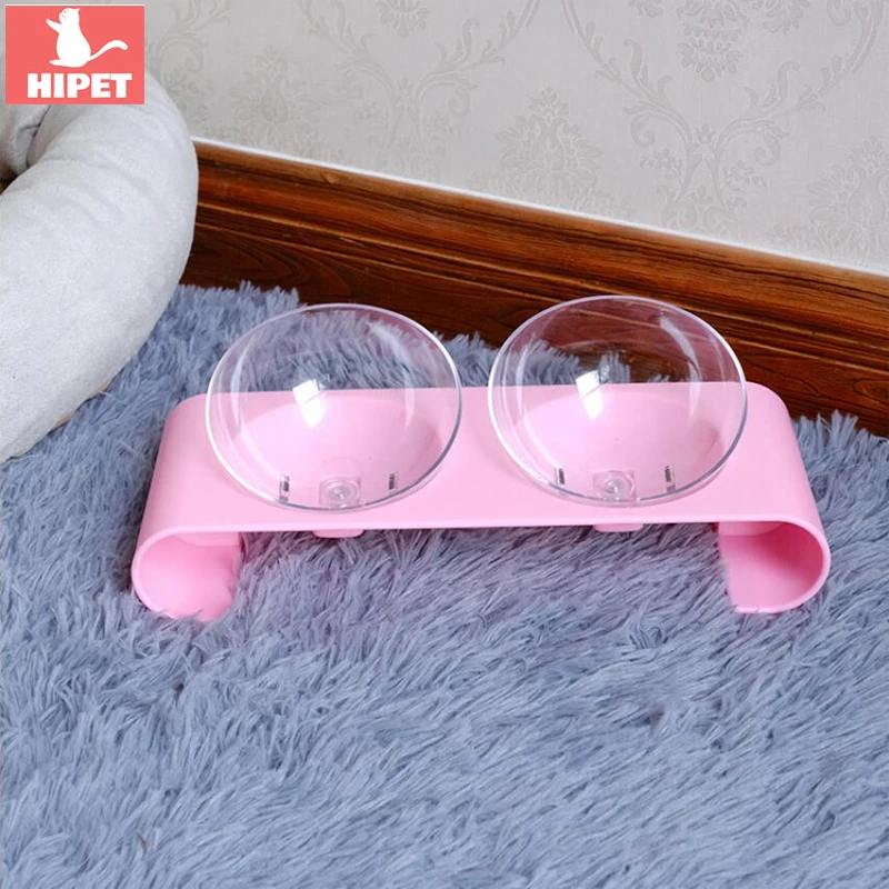

Cat Feeding Bowls Double Bowls With Stand Dog Food Water Feeder Non-slip Sloping Slope Design Protect Spine Pet Feeding Supplies