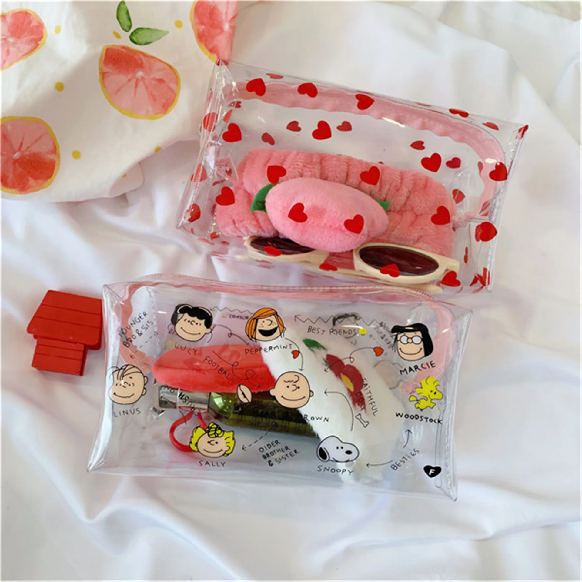 

LoveFrom 1pcs Flower Transparent Pencil Bag PVC Waterproof Cosmetic Bag Storage Bag Large Capacity Wash Clutch Bag Stationery