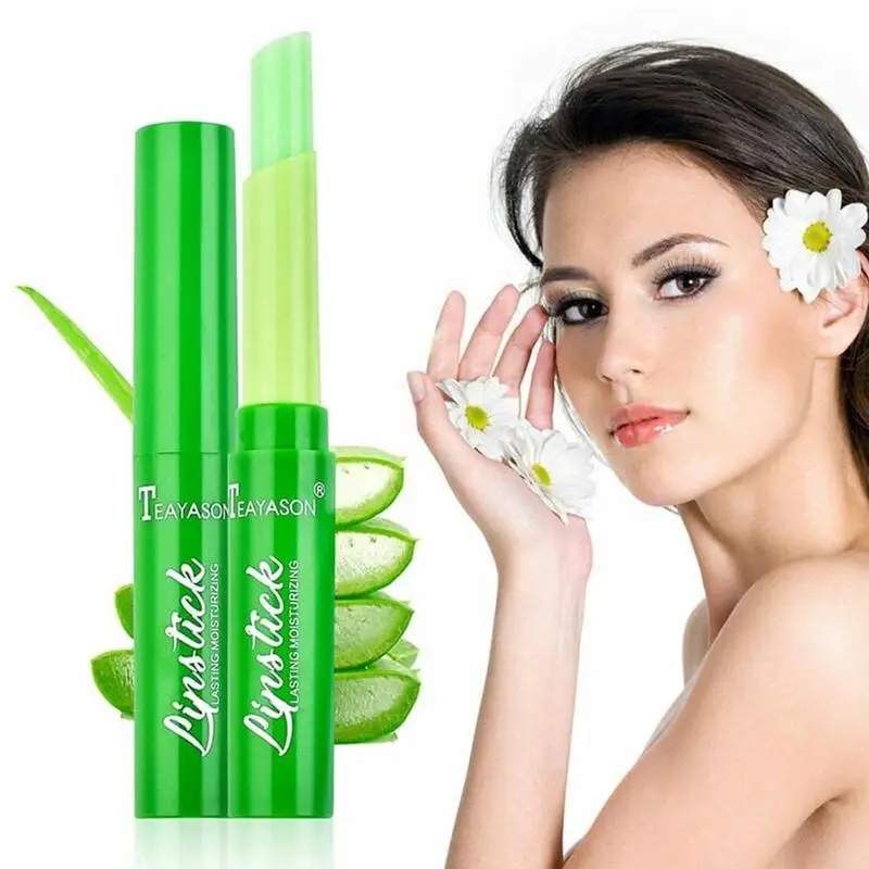 1Pcs TEAYASON Portable Aloe Vera Lip Balm Moisturizing Color Long Lipstick Tubes Lipstick Lipstick Lasting Changing H8D4