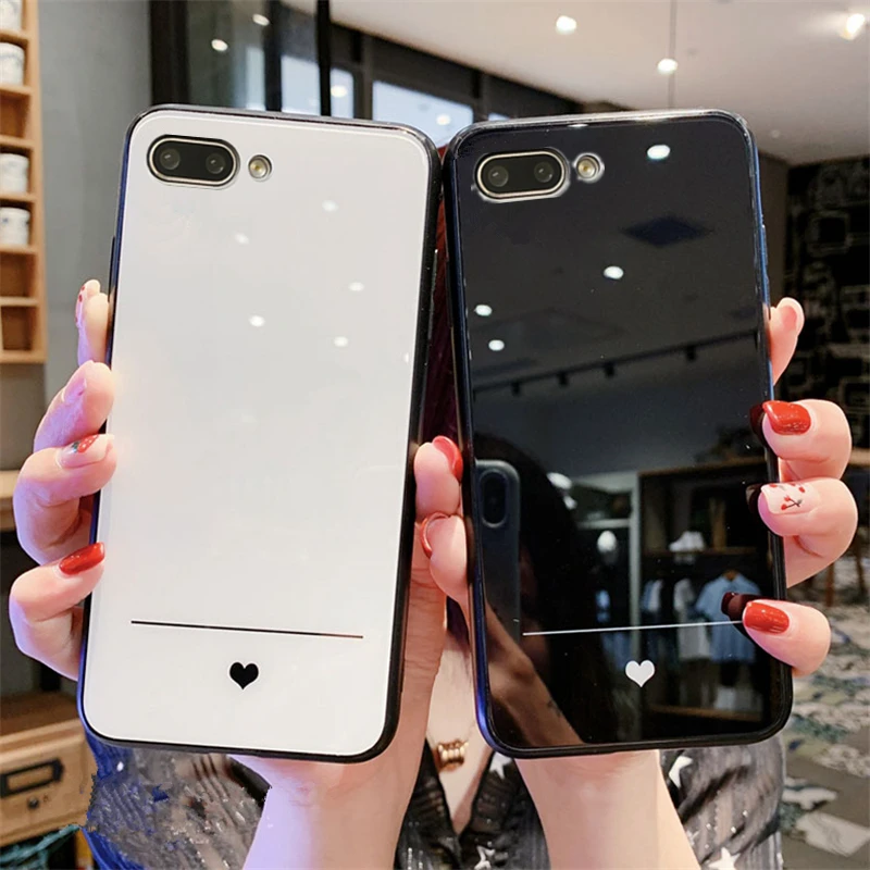 

For Huawei P9 P10 Plus Case Simple Slim Heart Hard Tempered glass soft Silicone Cover For Huawei P10 P9 Plus funda