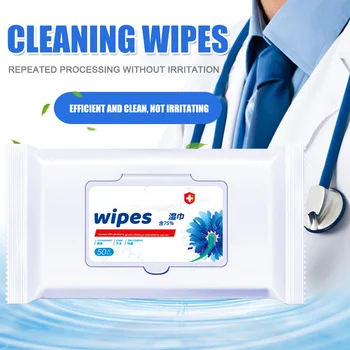 

50Pcs/Bag Cleansing Hand Wet Wipes 75% Alcohol for Family Daily Protection NSV775