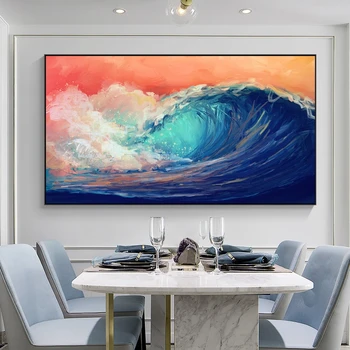 Abstract Seascape Painting Printed on Canvas 4