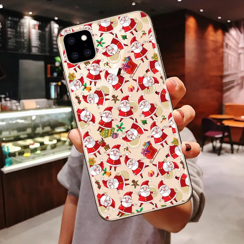 TPU Милая Рождественская силиконовая крышка для iPhone 11 Pro Max, мягкий чехол с рисунком Санта Клауса для iPhone 6 6s 7 8 Plus Xs XR XS MAX X - Цвет: TPU