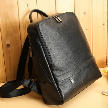 

Leather backpack womensbackpack first layer cowhide solid color 2020 Korean version of multifunctional fashion zipper ladies bag