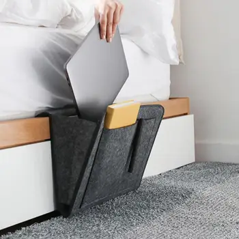 

wardrobe organizer Bed Storage Bag Pocket Felt Bedside Hanging Table Sofa Bedroom Organizer Holder Anti-slip Closet Pouch
