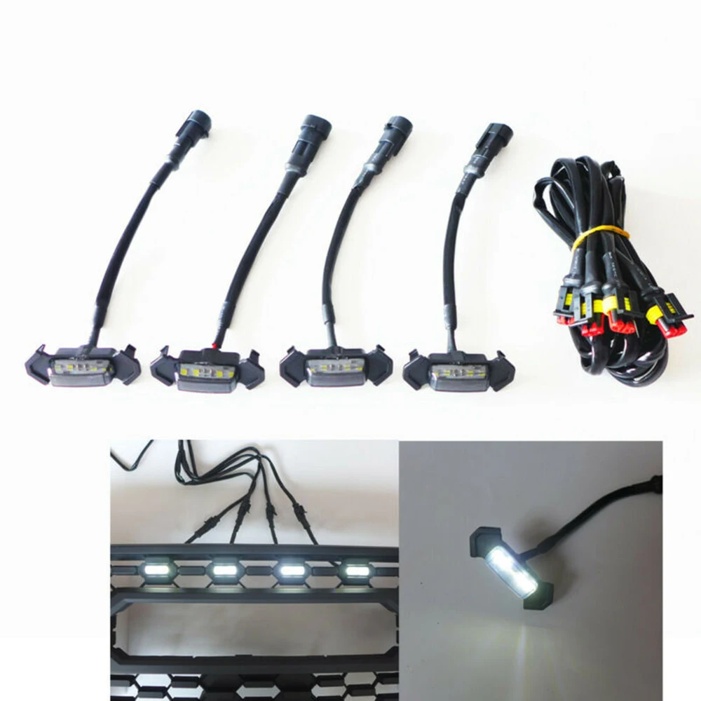 Внешний светодиодный светильник решетка аксессуары 4 шт Белый W/кабель для Toyota