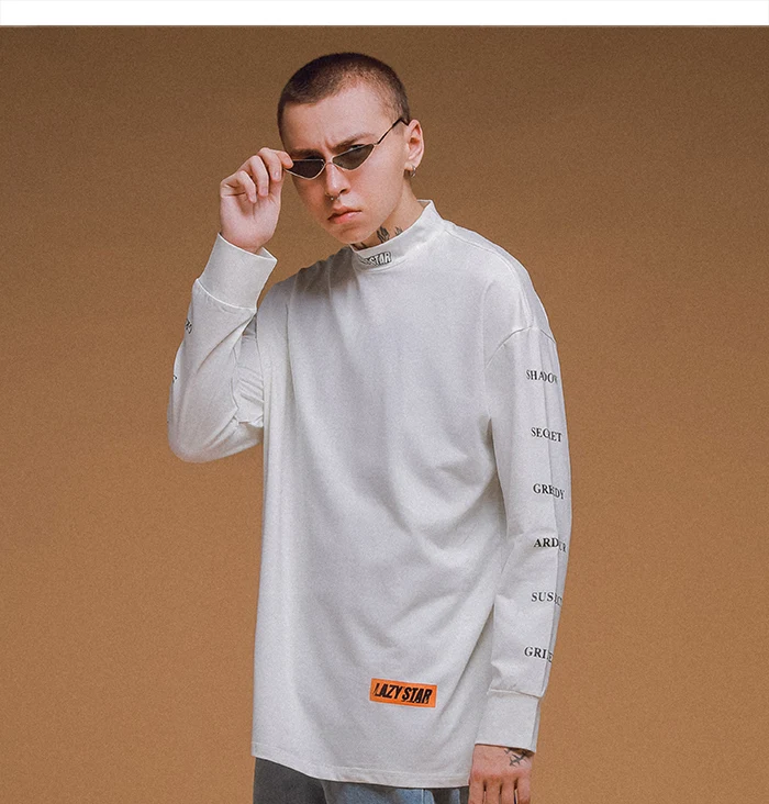 Aelfric Eden Мужская футболка с буквенным принтом уличная хип хоп топы Harajuku модные повседневные хлопковые негабаритные мужские с длинным рукавом