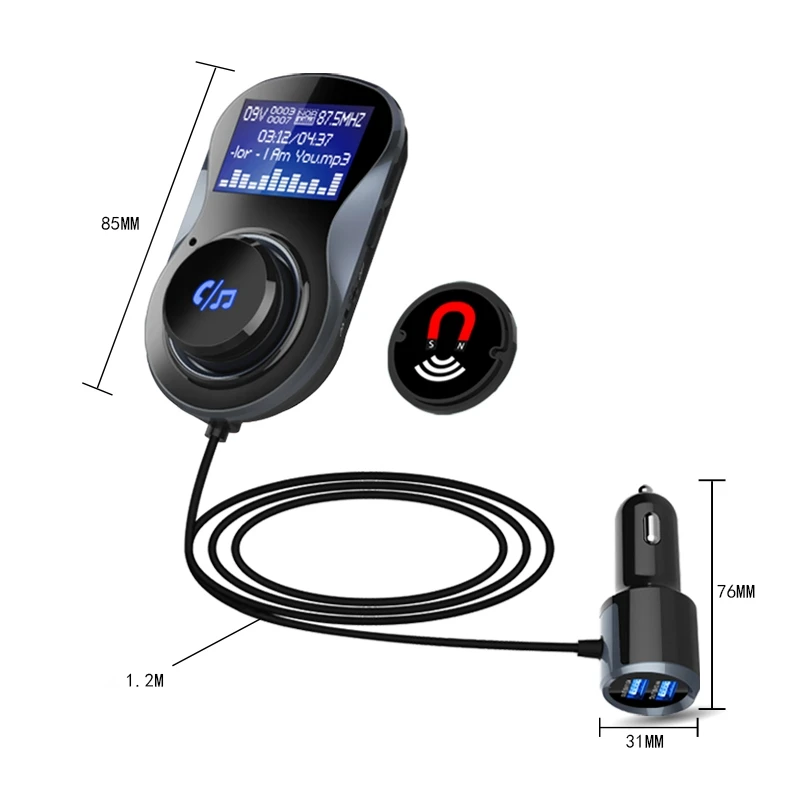 BC30 автомобильный Bluetooth Hands-free MP3-плеер TF автомобильный fm-передатчик двойной USB зарядное устройство