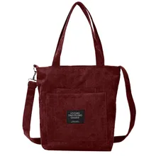 Женская Вельветовая Парусиновая Сумка-тоут, Женская Повседневная сумка на плечо, складные сумки для покупок, пляжная сумка, женская сумка из хлопковой ткани# G2