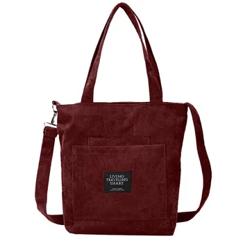 

Women Corduroy Canvas Tote Ladies Casual Shoulder Bag Foldable Shopping Bags Beach Bag Cotton Cloth Female Handbag#G2