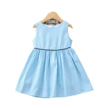 Платье в клетку с круглым воротником для девочек; лето г.; детское платье