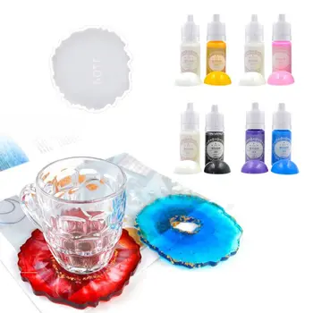 

Resin Casting Coaster Pigment Molds Kit Geode Agate Epoxy Coaster Mold Art Craft