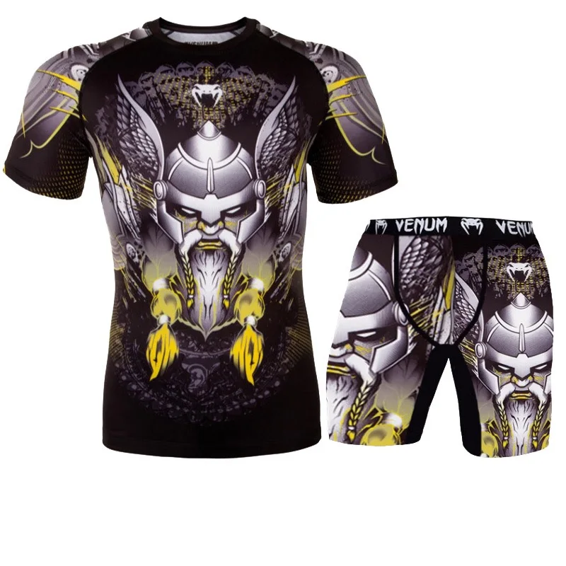 

T shirt sportwear suit mens MMA TRUNKS Sublimated print bjj boxing rashguard jiu jitsu gi rash guard breathable muay free ship