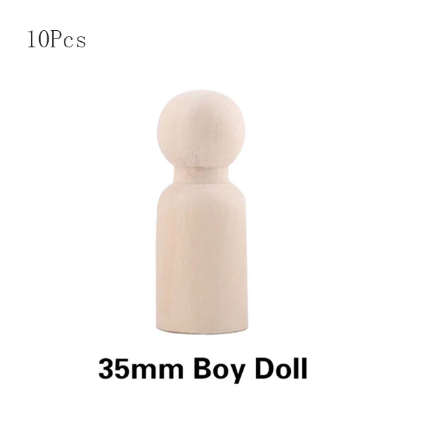 35mm Boy 10Pcs 5/10 шт.; большие размеры 35-65 мм деревянные колышки для кукол деревянные игрушки Неокрашенный ручной работы в детской комнате украшения товары для дома деревянные заготовки колышки для кукол - Цвет: 35mm Boy 10Pcs