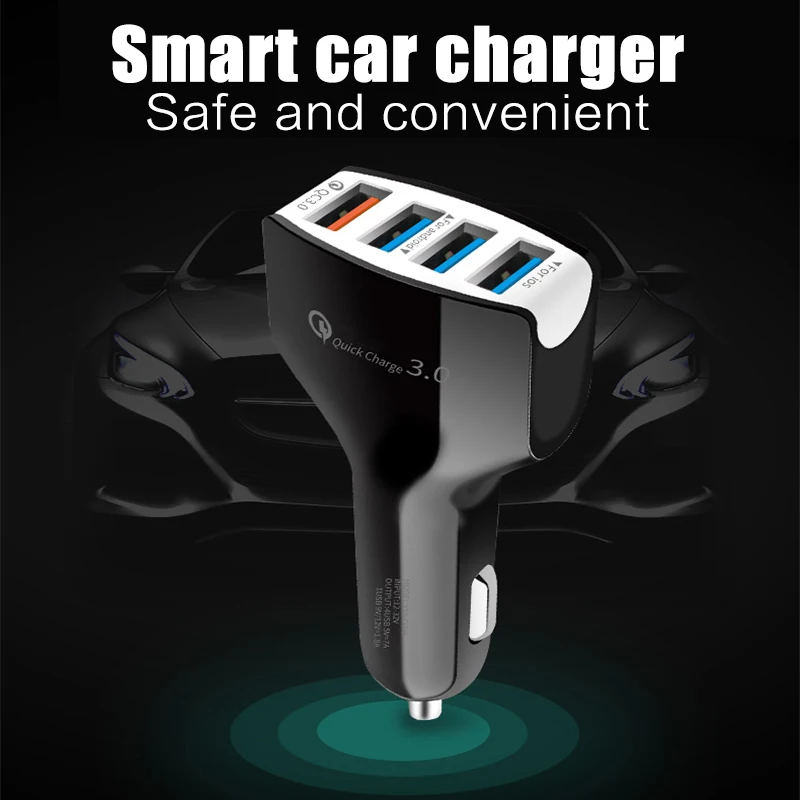 4 USB Автомобильное зарядное устройство Автомобильное быстрое зарядное устройство портативное автомобильное зарядное устройство адаптер Электроника QC3.0+ 3.5A прочный автомобильный зарядное устройство адаптер