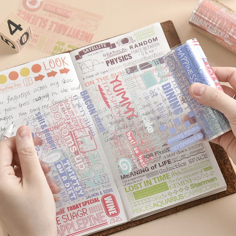 

10cmX3M Wide English Newspaper Bullet Journal Decoration PET Transparent Washi Tape DIY Scrapbooking Masking Tape Escolar