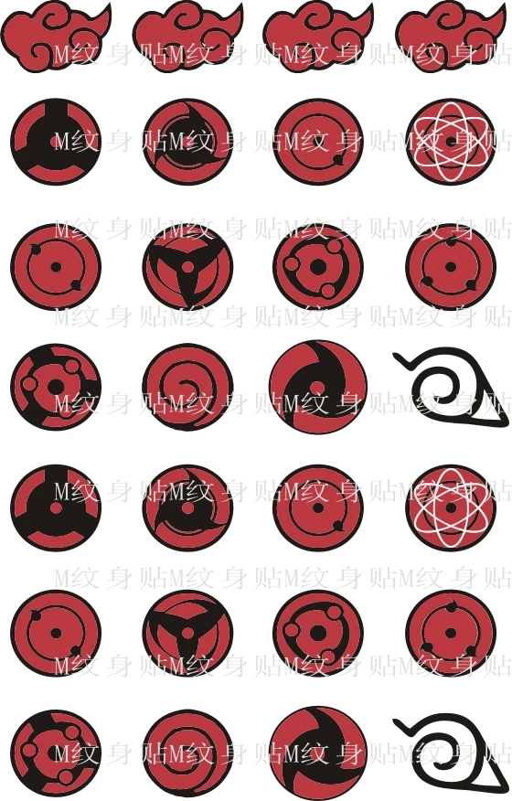 Наруто Uzumaki Uchiha Sasuke Itachi Sharingan Временная переводная Водонепроницаемая тату-наклейка Аксессуары для косплея реквизит боди-арт