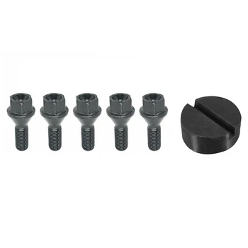 

1 Pcs Car Rubber Disc Pad Car Vehicle Jacks Jack Pad Frame Protector & 5Pcs Wheel Lug Bolt Stud Nut