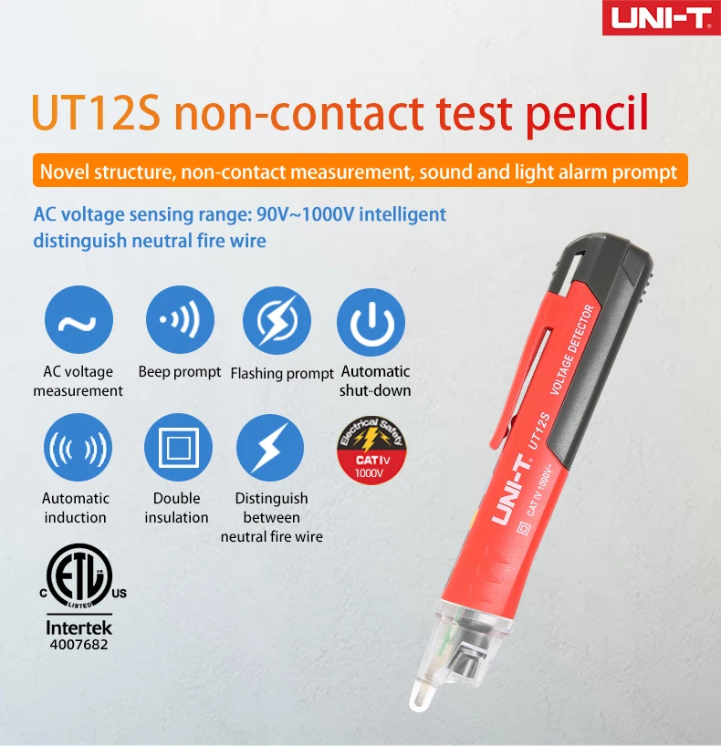 UNI-T UT12E UT12M Socket Wall AC Voltage Detector Indicator 24V-1000V Non Contact Volt Current Electric Sensor Test Pen digital calipers bunnings