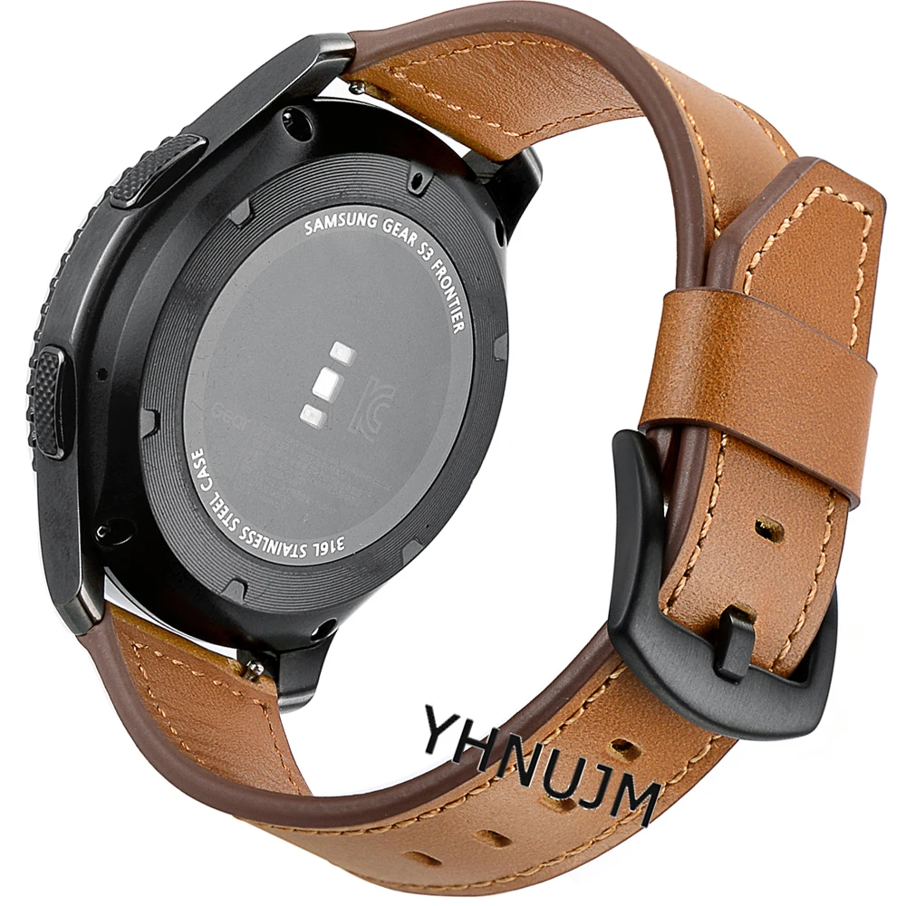 YHNUJM подлинный кожаный полосатый ремешок для samsung gear S3 Frontier/классический Смарт часы браслет ремешок на запястье 22 мм