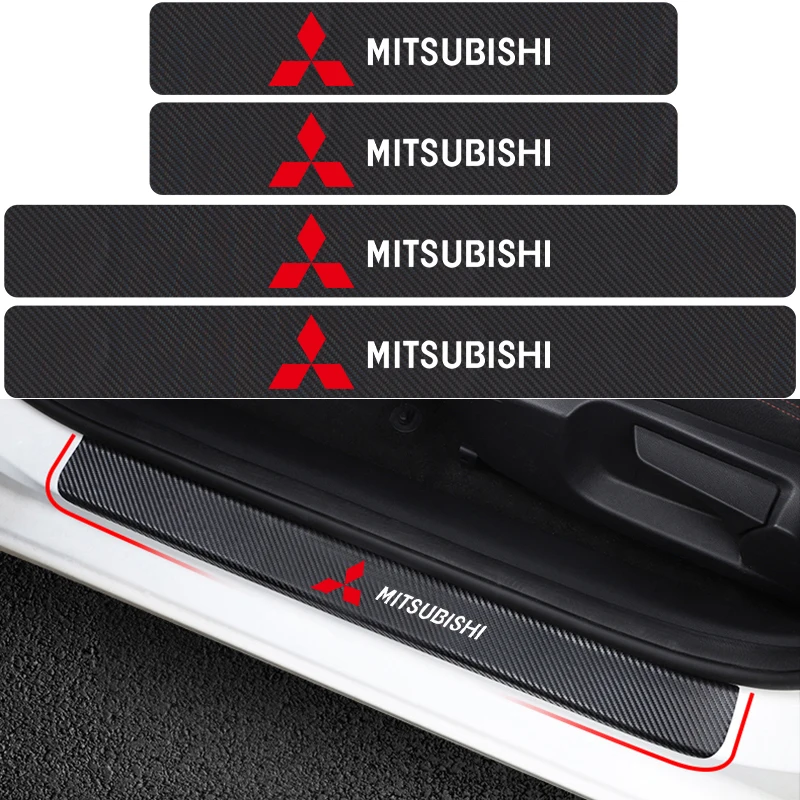 

4PCS Car Door Threshold Carbon Fiber Scuff Plate Sticker For lancer asx outlander pajero l200 mitsubishi galant Auto Accessories