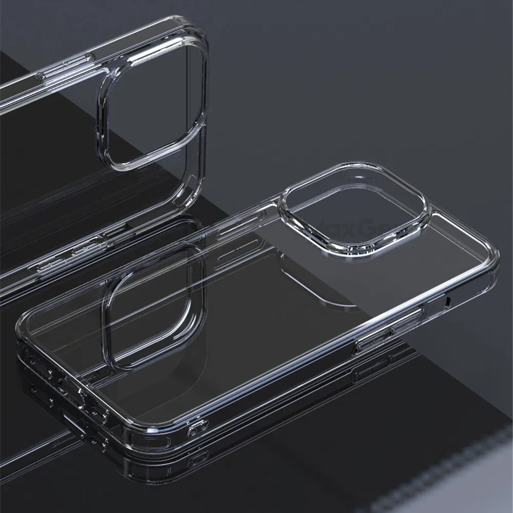 Luxury HD Tempered Glass Clear Case with Transparent Soft Frame and Hard Back Cover