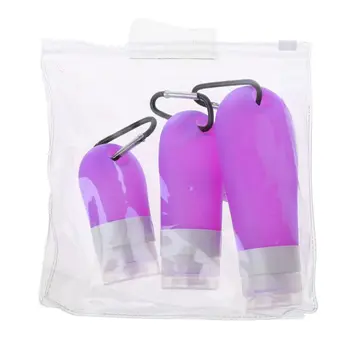 

Portable Silicone Refillable Containers Squeezable Reusable Hand Sanitizer Empty Travel Bottles with Keychain Carriers