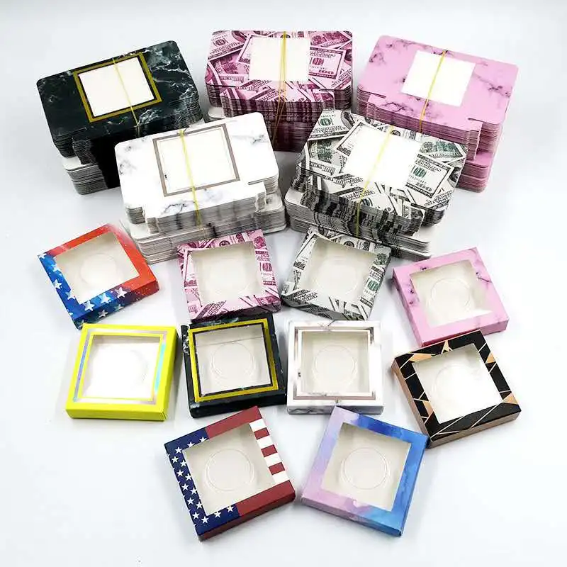 

Square paper eyelash box packaging wholesale bulk buy 50 eyelash boxes to get a pair 25mm mink eyelashes