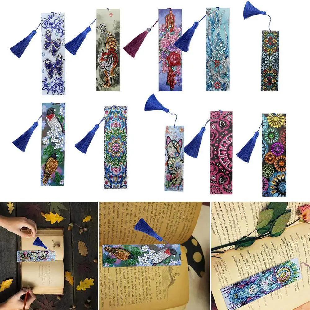 Сделай сам, специальная форма, алмазная живопись, кожаная Закладка, книга, Рождественская кисточка для книг, маркеры, Закладка, Подарочная страница O5L2