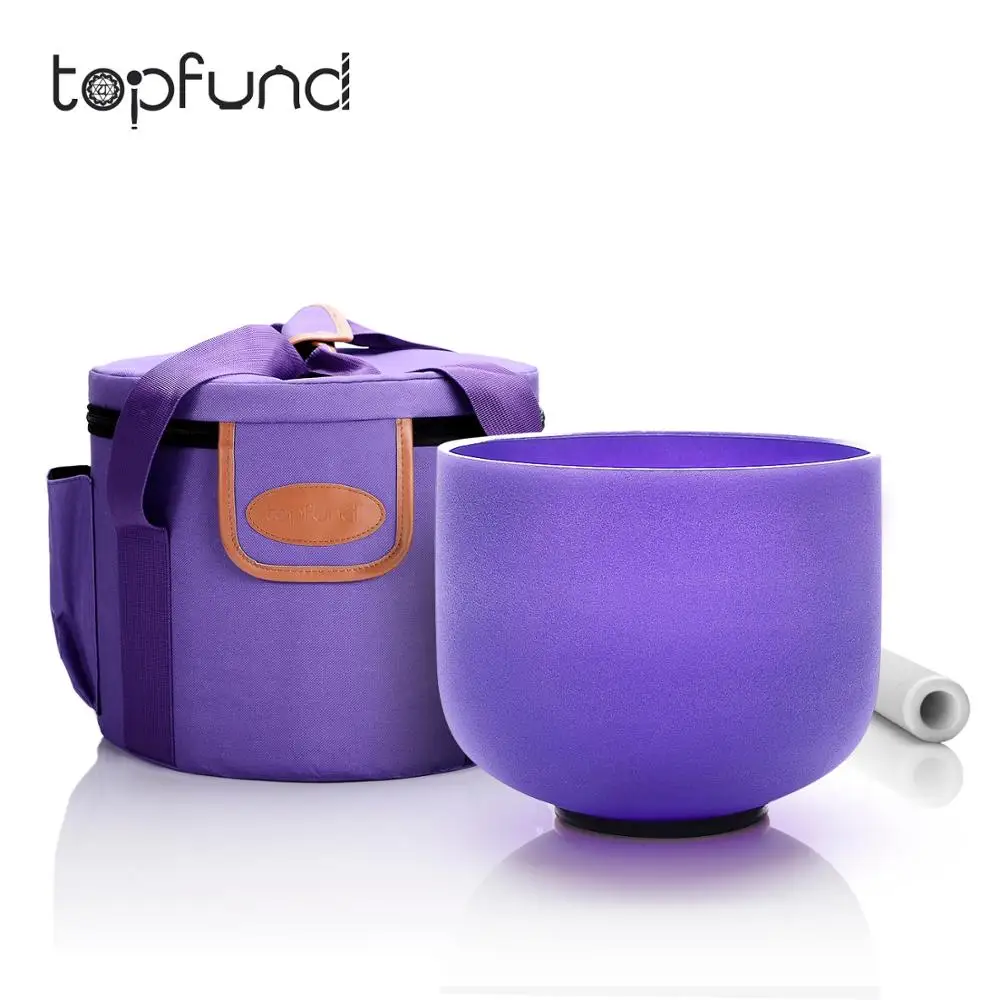 

TOPFUND A# Pineal Chakra Tuned Violet Colored Frosted Quartz Crystal Singing Bowl 8",