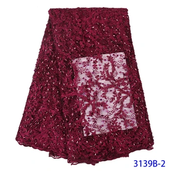 

Burgundy Sequins Net Laces Fabric Guinea Senegal Women Wedding Bride Dresses Material Sequined Embroidered Mesh Tulle Net Fabric