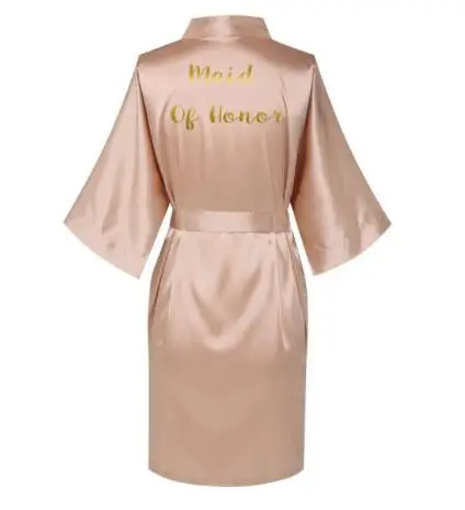 Розовое золото атласный шелковый халат атласный Свадебный халат невесты убранство халат подружки невесты халаты