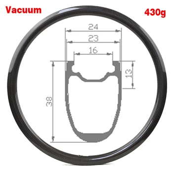 

Vacuum Clincher 700C Road Rim Carbon / Basalt Road Bike Rim 430g ERD 565MM 3K / UD / 12K / Marble 16-32 Holes Road Wheelset Part