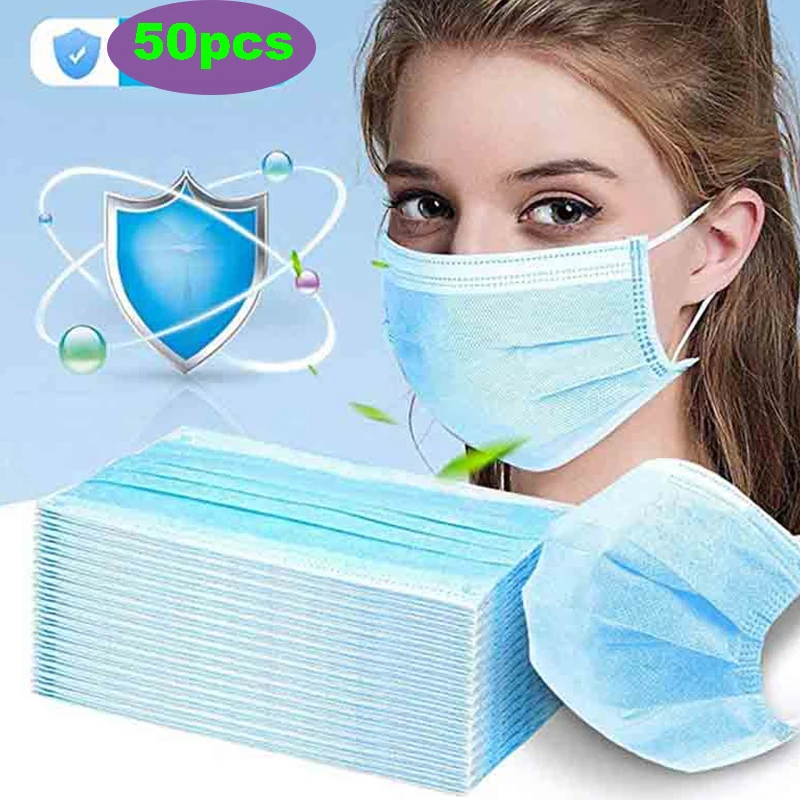 

50 PCs Protective Mask Non-woven Dust Mask Thickened Disposable Mouth Mask Features as KF94 FFP2