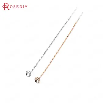 

(F181)6 pieces 85mm 24K Gold Color Brass + Real Silver Pins Round Arcuated Beads Caps Square Chain Stud Earring Line Findings