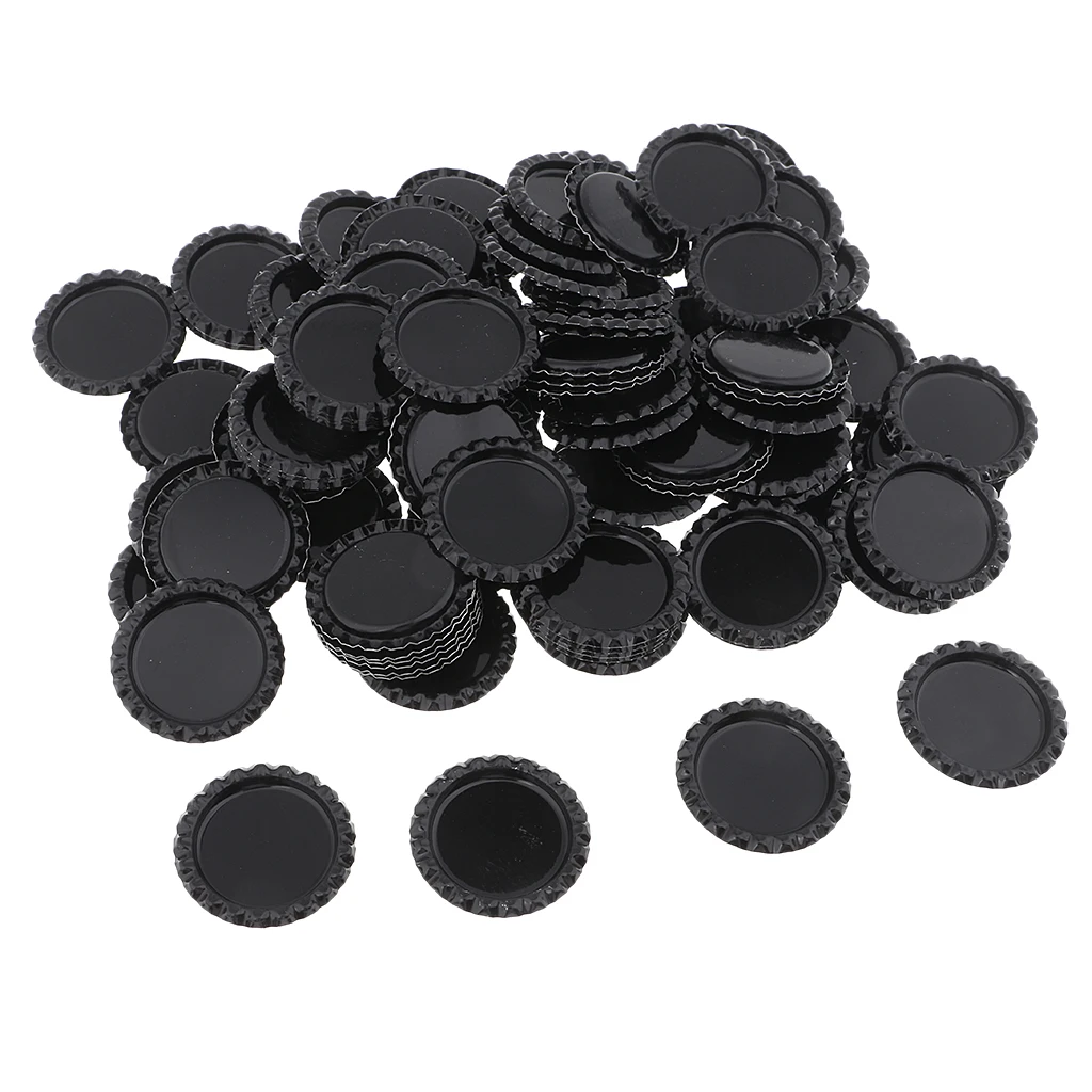 Black 100 штук свернутые крышки бутылки для DIY волос Луки Подвеска для изготовления - Цвет: Black