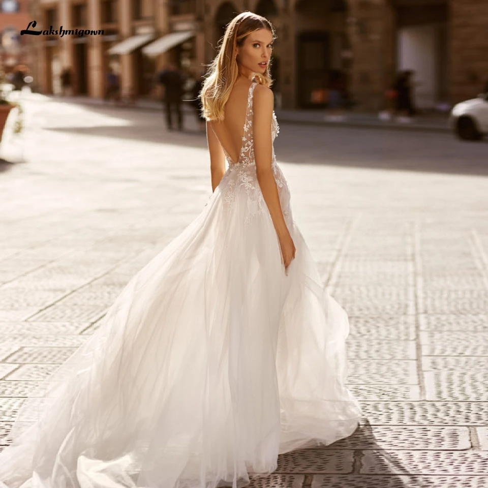Lakshmigown винтажное кружевное пляжное свадебное платье с V образным вырезом 2020 Vestido