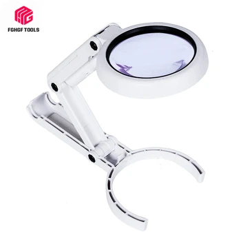

Handheld Foldable Magnifying Glass Chargeable Desktop LED light desk Magnifier lamp Jewelry Loupe USB Reading Repair Tool Lupa