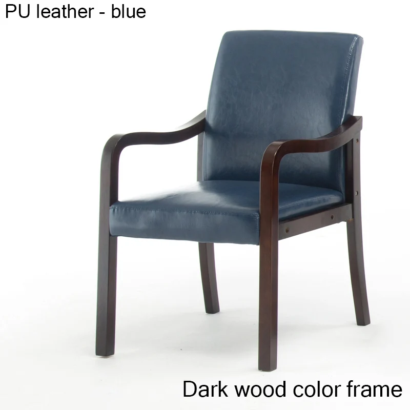 PU leather-blue Современной плотной древесины столовая для обеденного стула ткань офисная Конференция ресторанное кресло с подлокотниками дома исследование гостиной стул из твердой древесины - Цвет: PU leather-blue