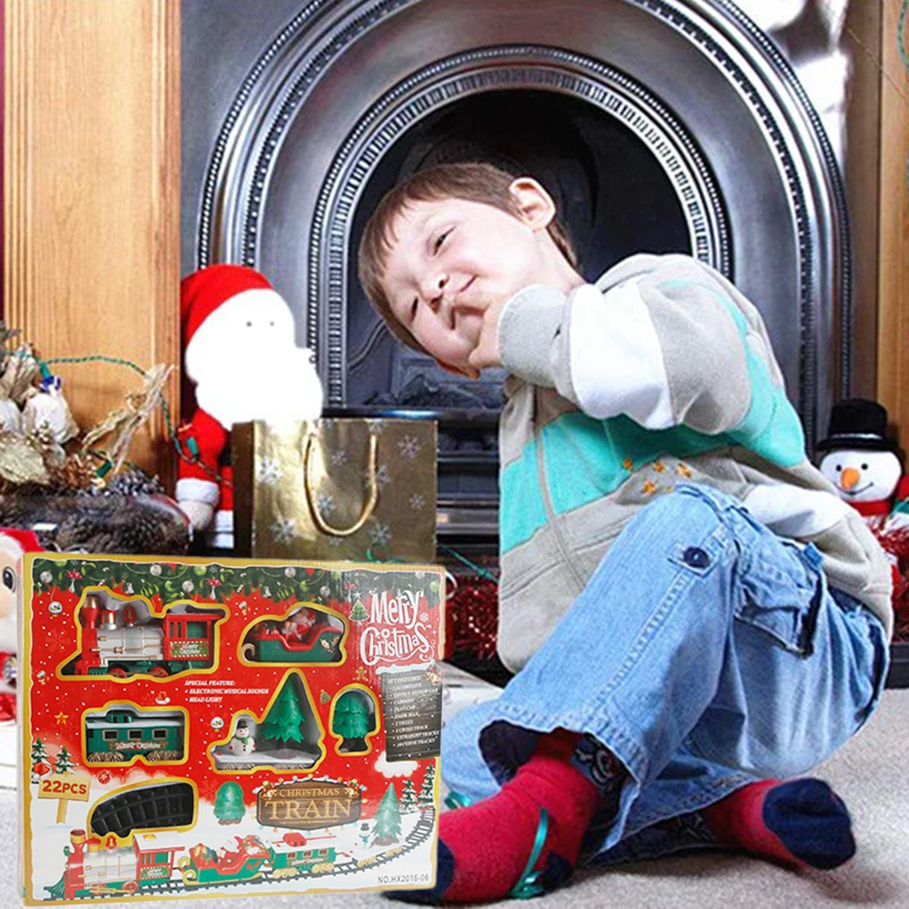 Christmas Simulated Electric Track Smokes Classical Model with with Realistic Sound and Lights Railway street View Boy Toys