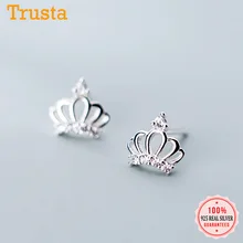 Trustdavis, настоящее 925 пробы, серебро, сладкая Ослепительная Корона, серьги-гвоздики из кубического циркония для женщин, девочек, детей, леди, свадебные украшения, подарок DS2194