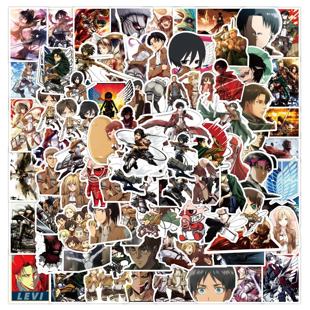 10/30/50PCS Japanese Anime Attack Titan Cartoon Cool Sticker Aesthetic Graffiti Decal Skateboard iPad notebook Sticker Wholesale 50 100pcs pack japan anime sticker anime attack on titan stickers aesthetic laptop bicycle guitar skateboard waterproof stikers