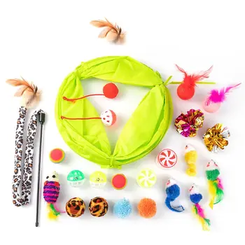 

21Pcs Funny Teaser Cat Toys Set Pet Kitten False Mouse Bell Ball Feather Stick U50A