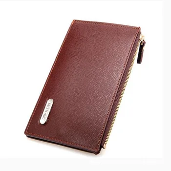 

New Style Slim Men Long Wallet Korean-Style Duo Ka Wei Double Zipper Bank Card Holder Genuine Leather Bag