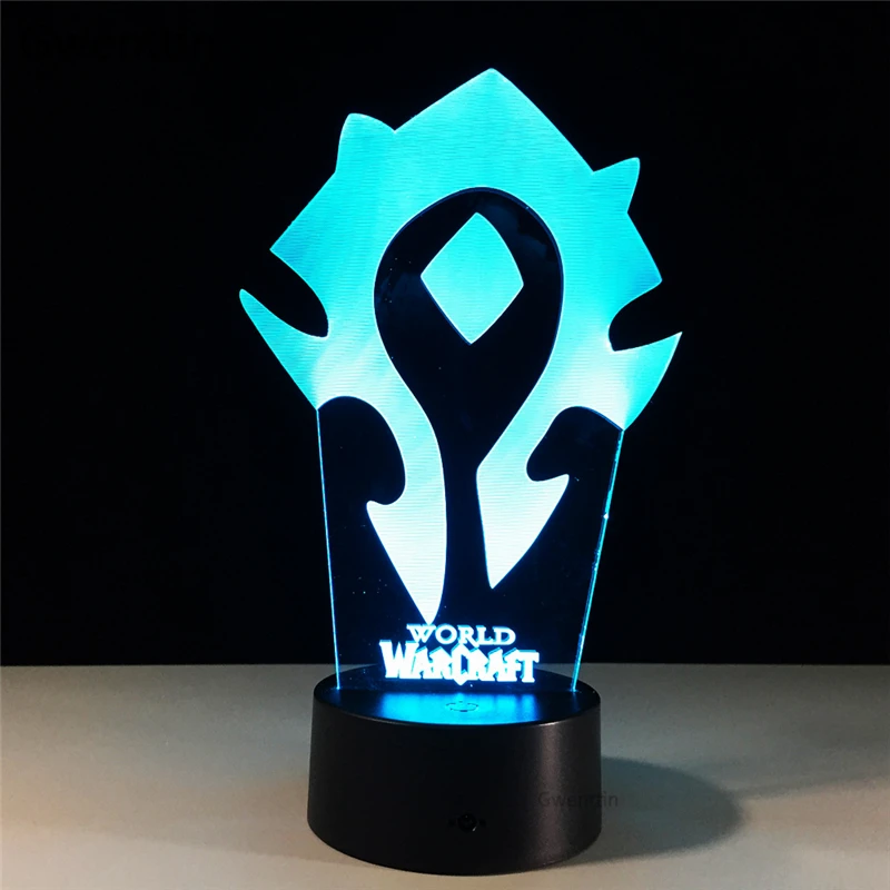 3D иллюзия WOW World of Warcraft племенные знаки светодиодный USB Ночной светильник 7 цветов